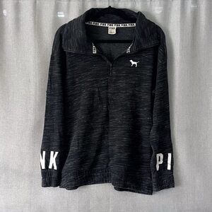 PINK Victoria's Secret Charcoal Gray Quarter Zip Up Sweatshirt